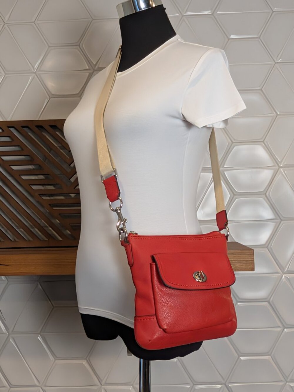 Coach Orange Crossbody Bag Womens Vintage Leather